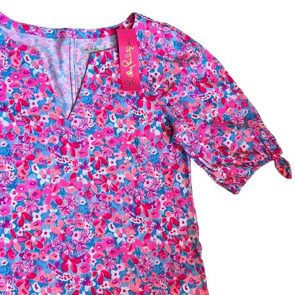 Lilly Pulitzer Women’s Sz M NWT Pink Floral Dress Short Sleeve Easley T-Shirt - Picture 4 of 9